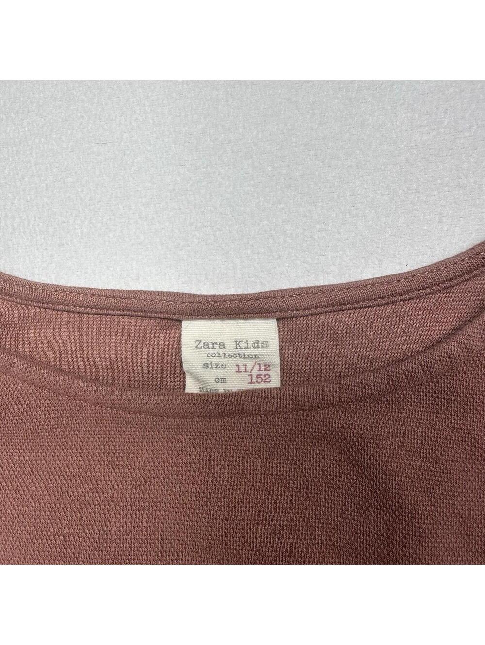 Zara Kids T-Shirt Dress Girls 11/12 Mauve Tout est Magique Long Sleeve Knit - Picture 7 of 10